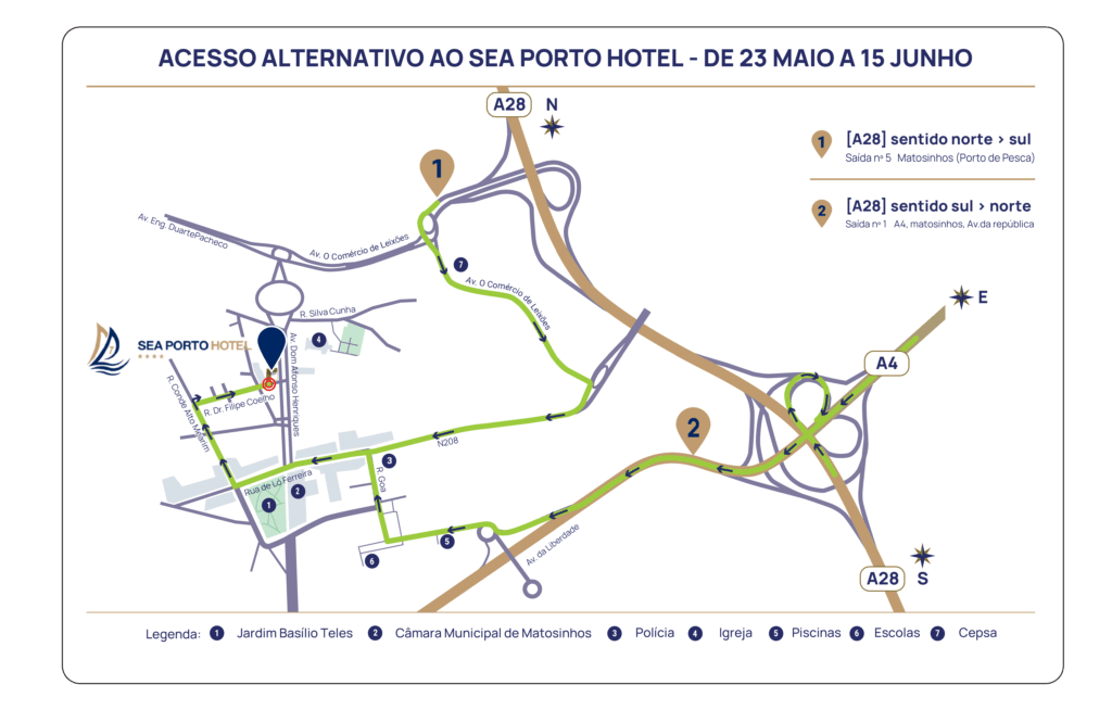 Mapa de acesso alternativo ao Sea Porto Hotel